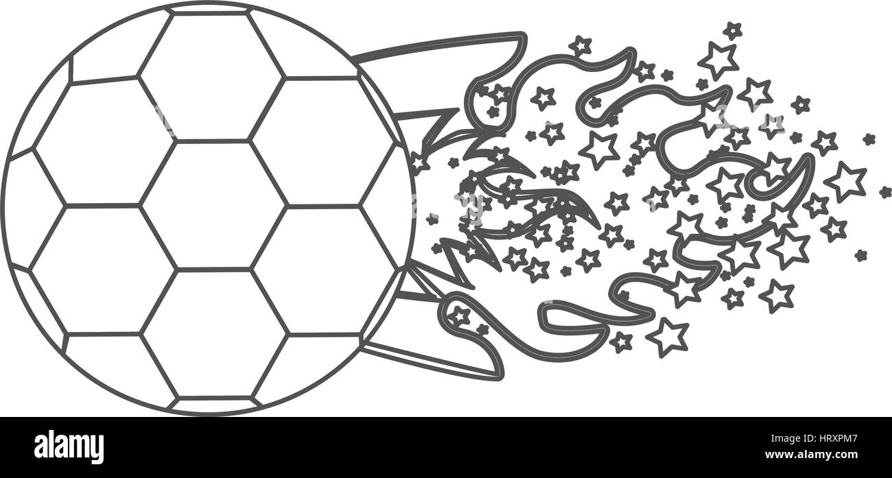 grayscale contour with olympic flame with stars and soccer ball Stock ...