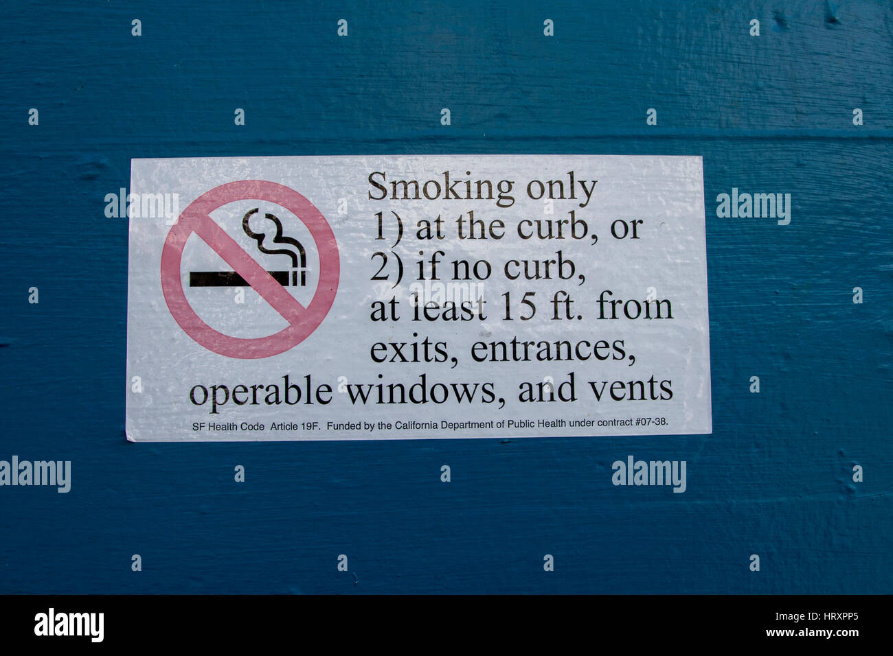 'No Smoking' signs throughout The Mission neighborhood in San Francisco, California. Stock Photo