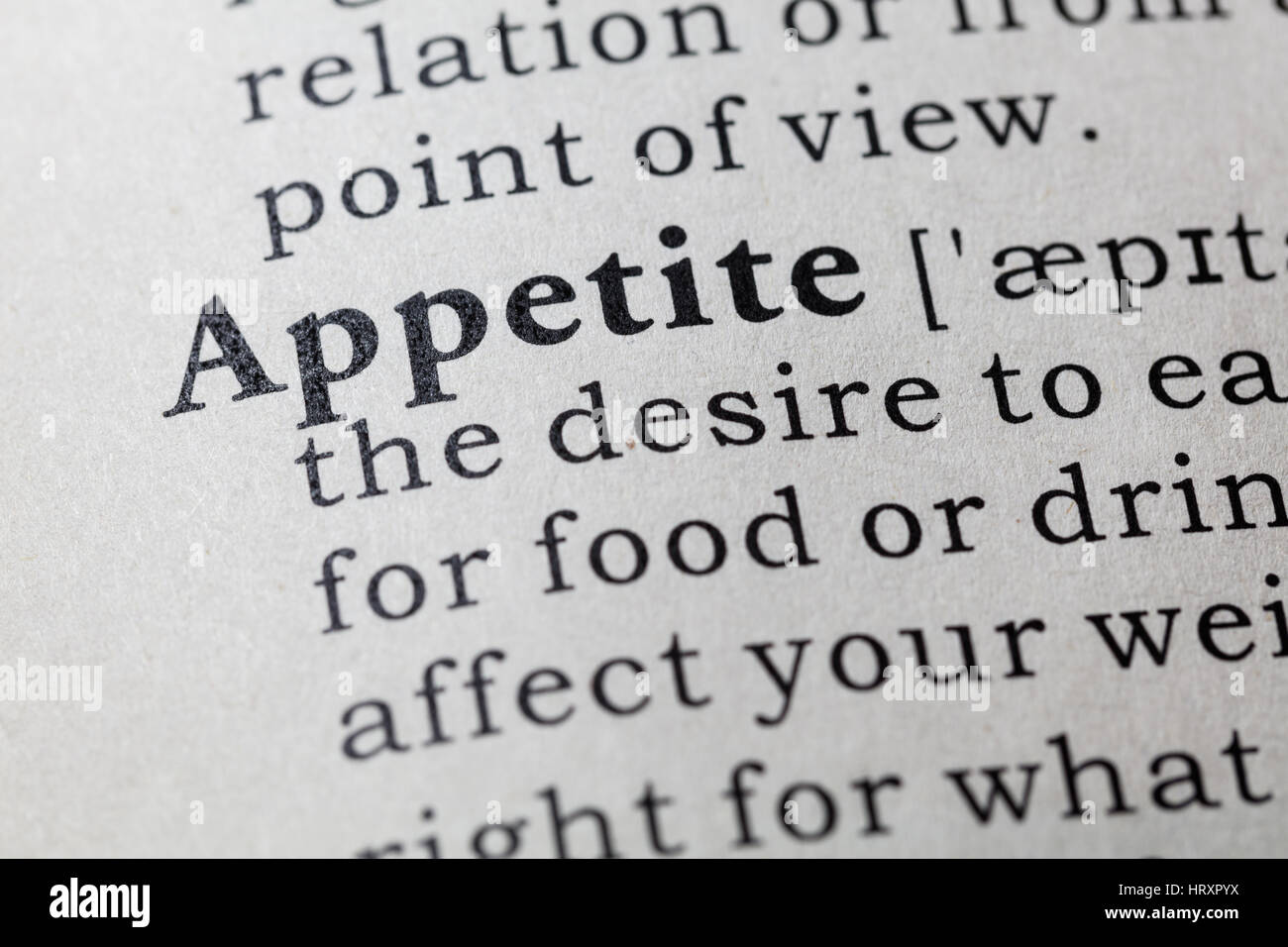 Fake Dictionary, Dictionary definition of the word appetite. including