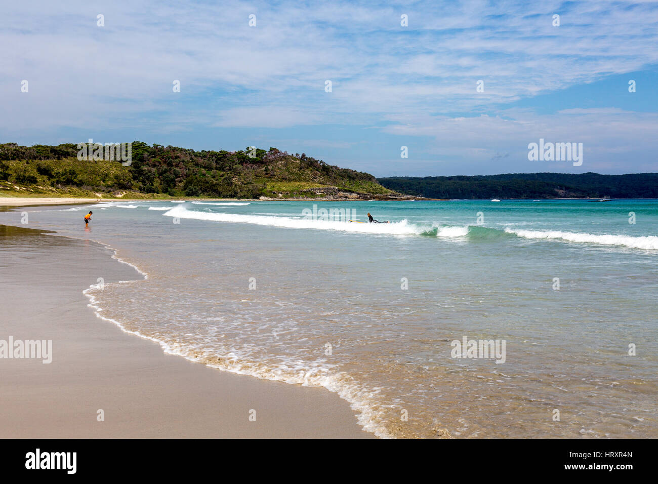 Cave beach a popular surfing beach in Booderee national park, jervis