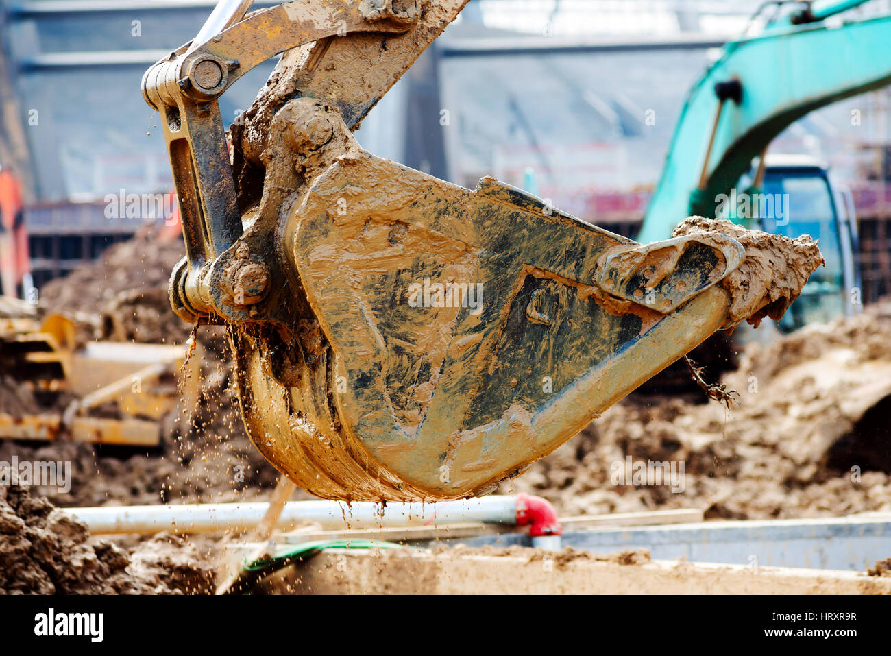 Close-up of a construction site excavator Stock Photo - Alamy