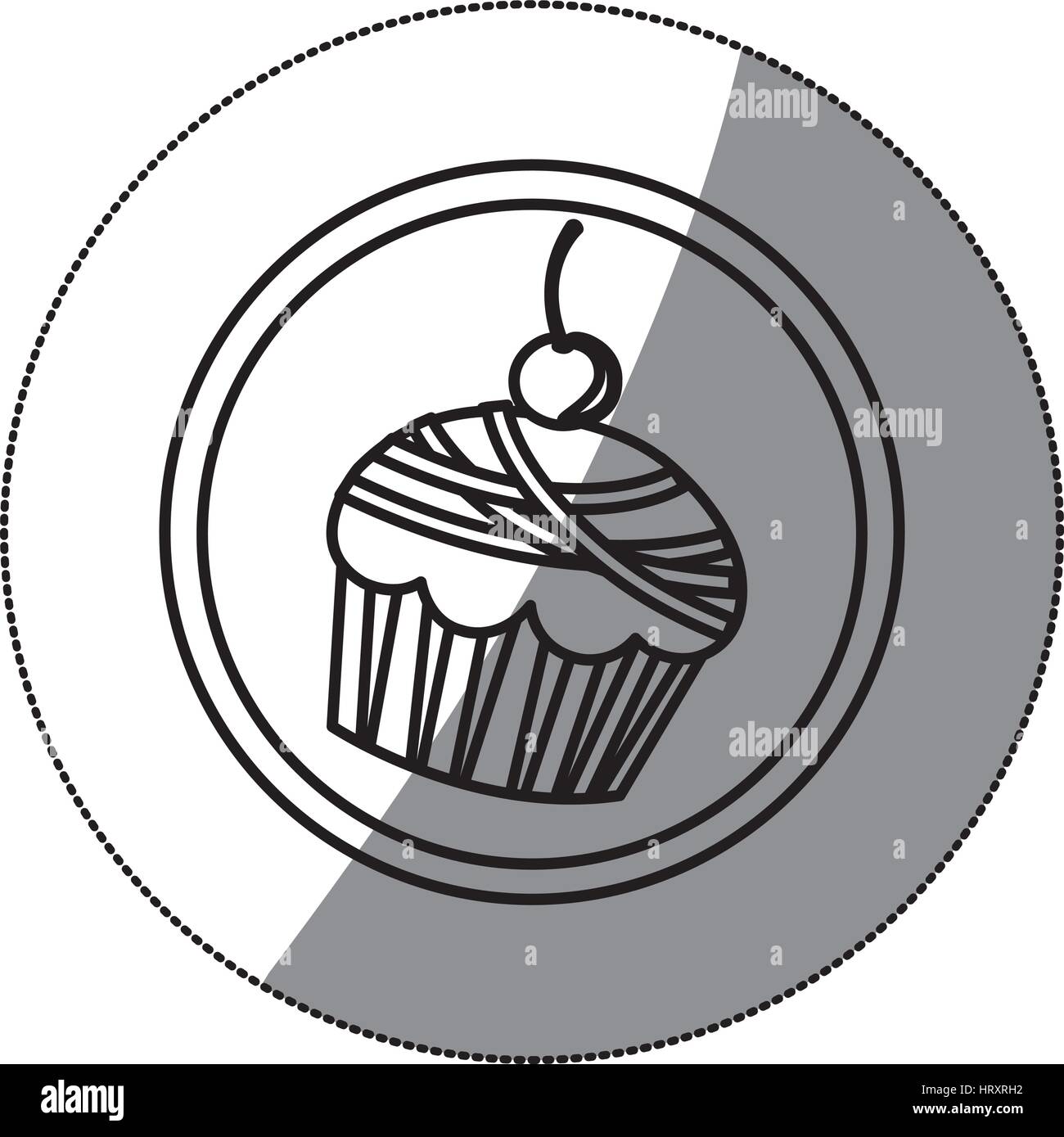 sticker silhouette circular frame with cherry cupcake icon Stock Vector ...