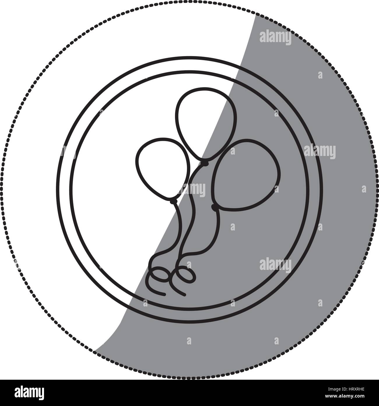 sticker silhouette circular frame with balloons party design Stock ...
