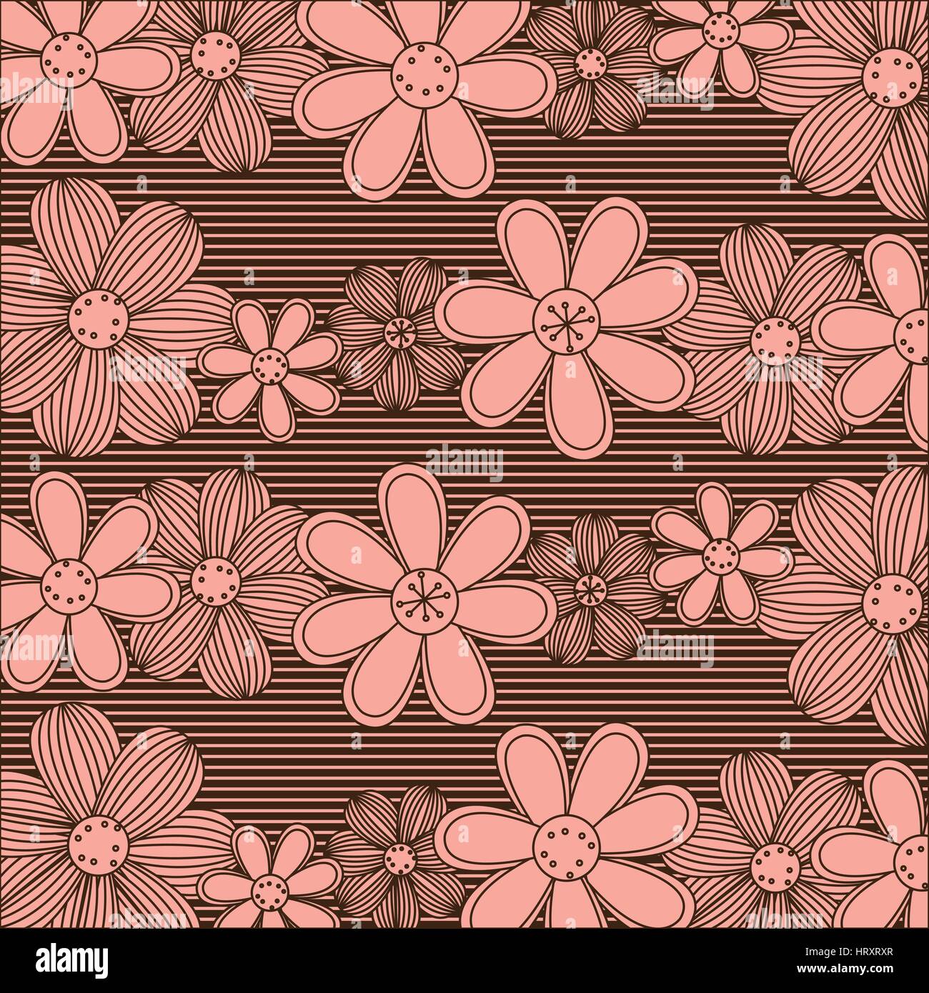 color pattern of rows flowers with stripes background Stock Vector ...