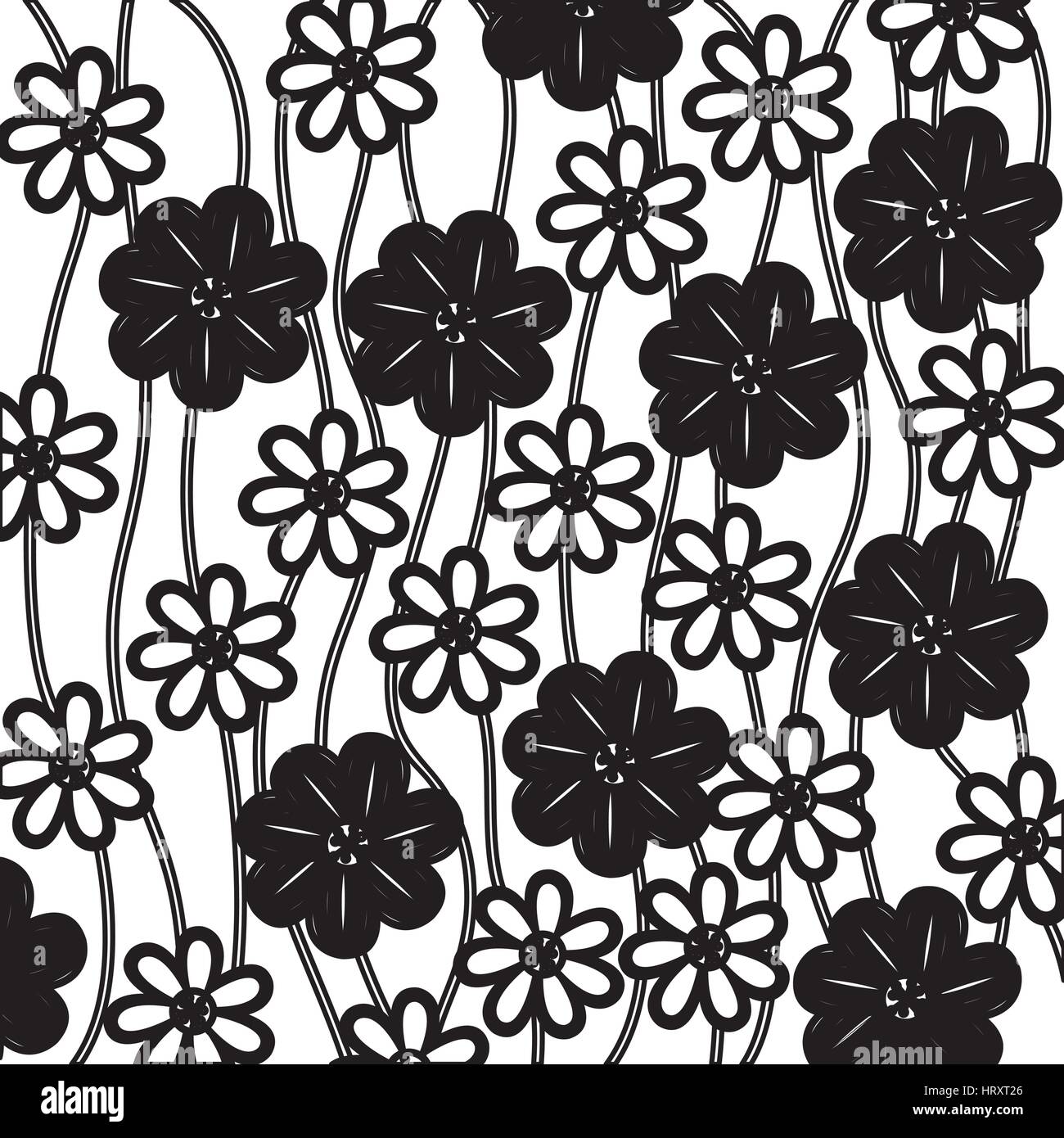 monochrome background of creepers with flowers Stock Vector Image & Art ...