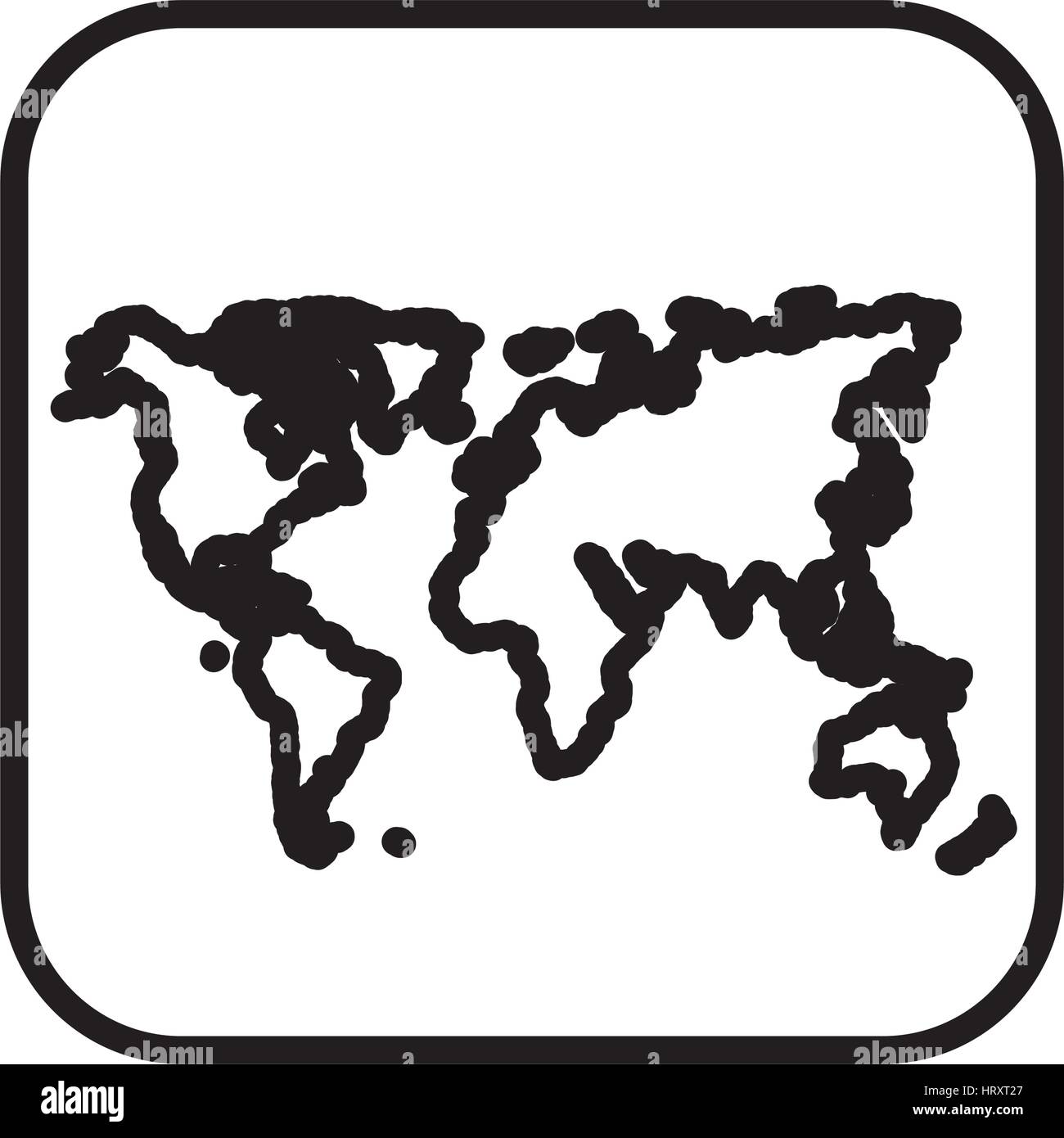 monochrome contour square with world map Stock Vector Image & Art - Alamy