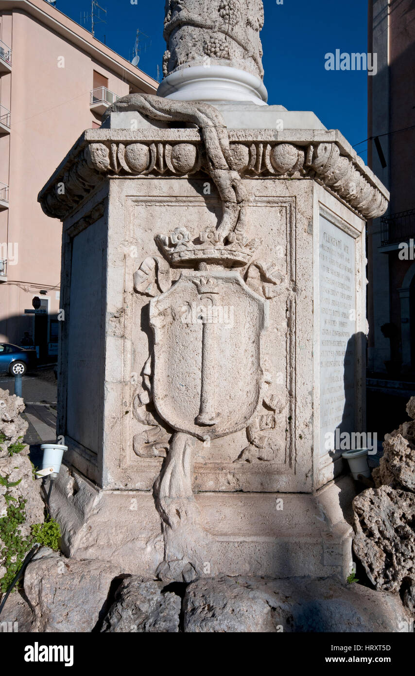 Genzano di Roma, city's coat of arms on San Sebastiano fountain (by Virginio Bracci), Lazio, Italy Stock Photo