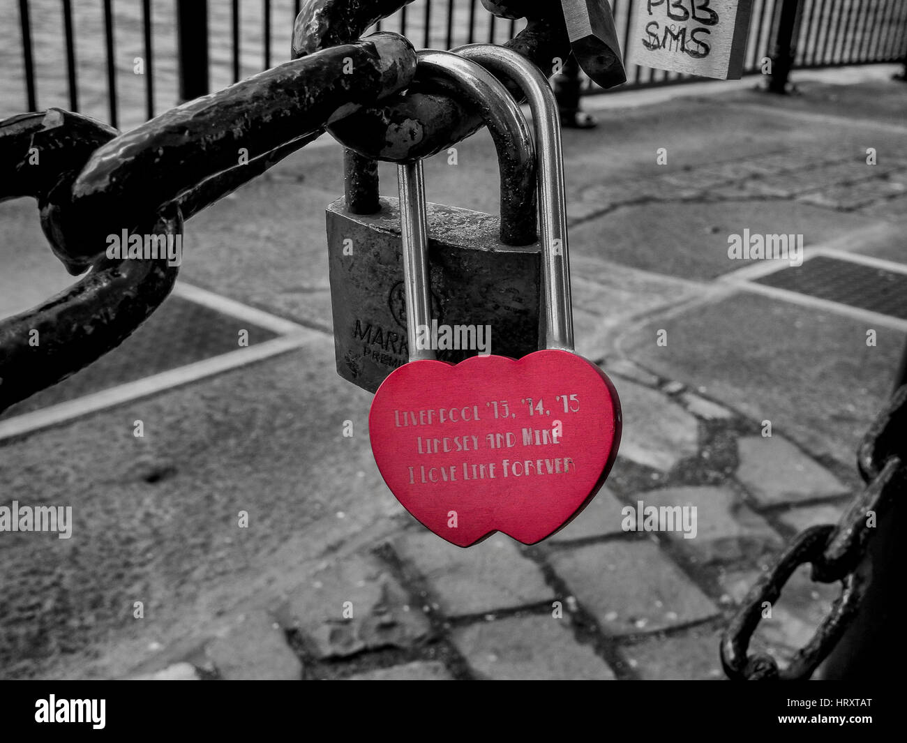 Liverpool waterfront padlocks Stock Photo Alamy