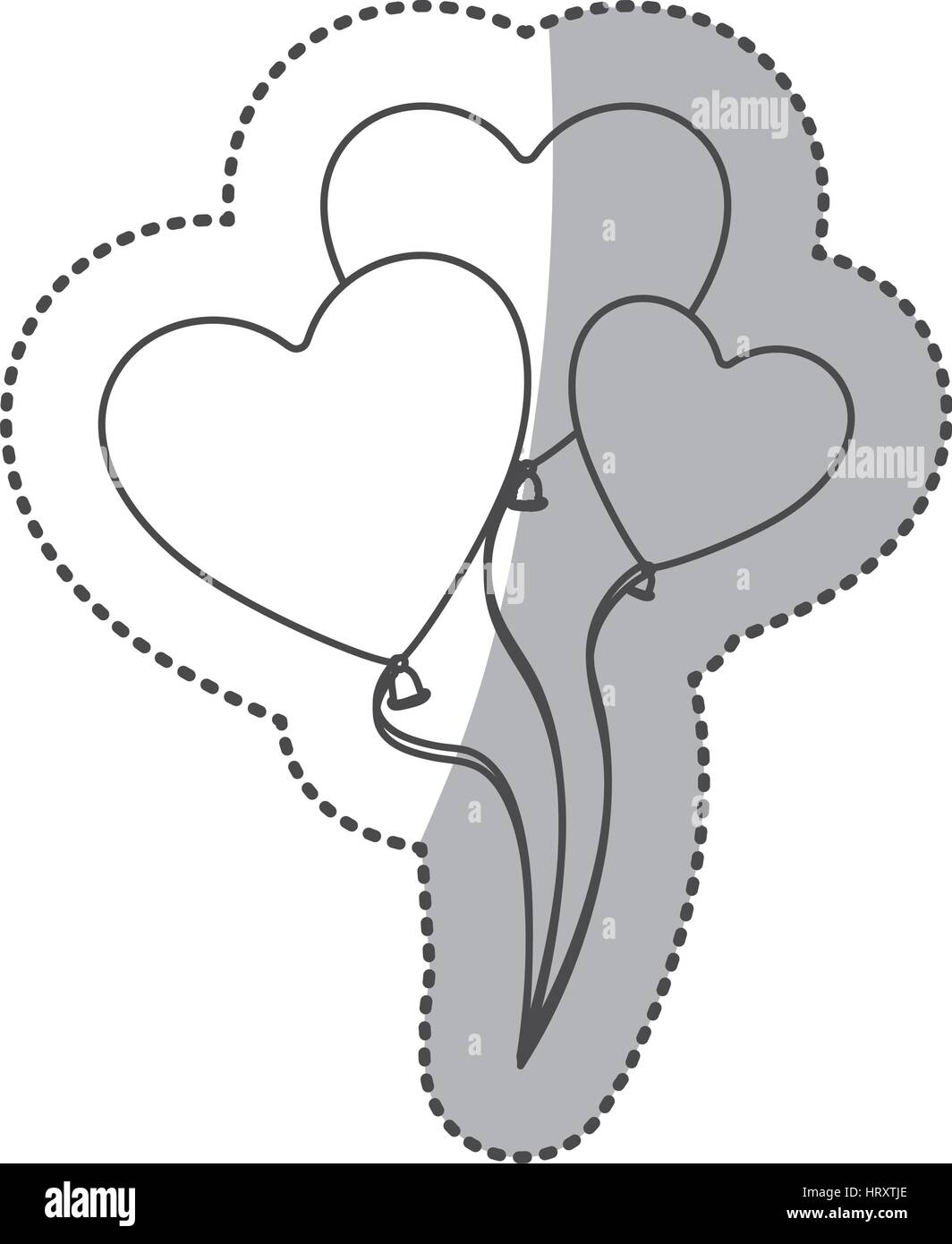 sticker silhouette balloons set in heart shape design Stock Vector ...