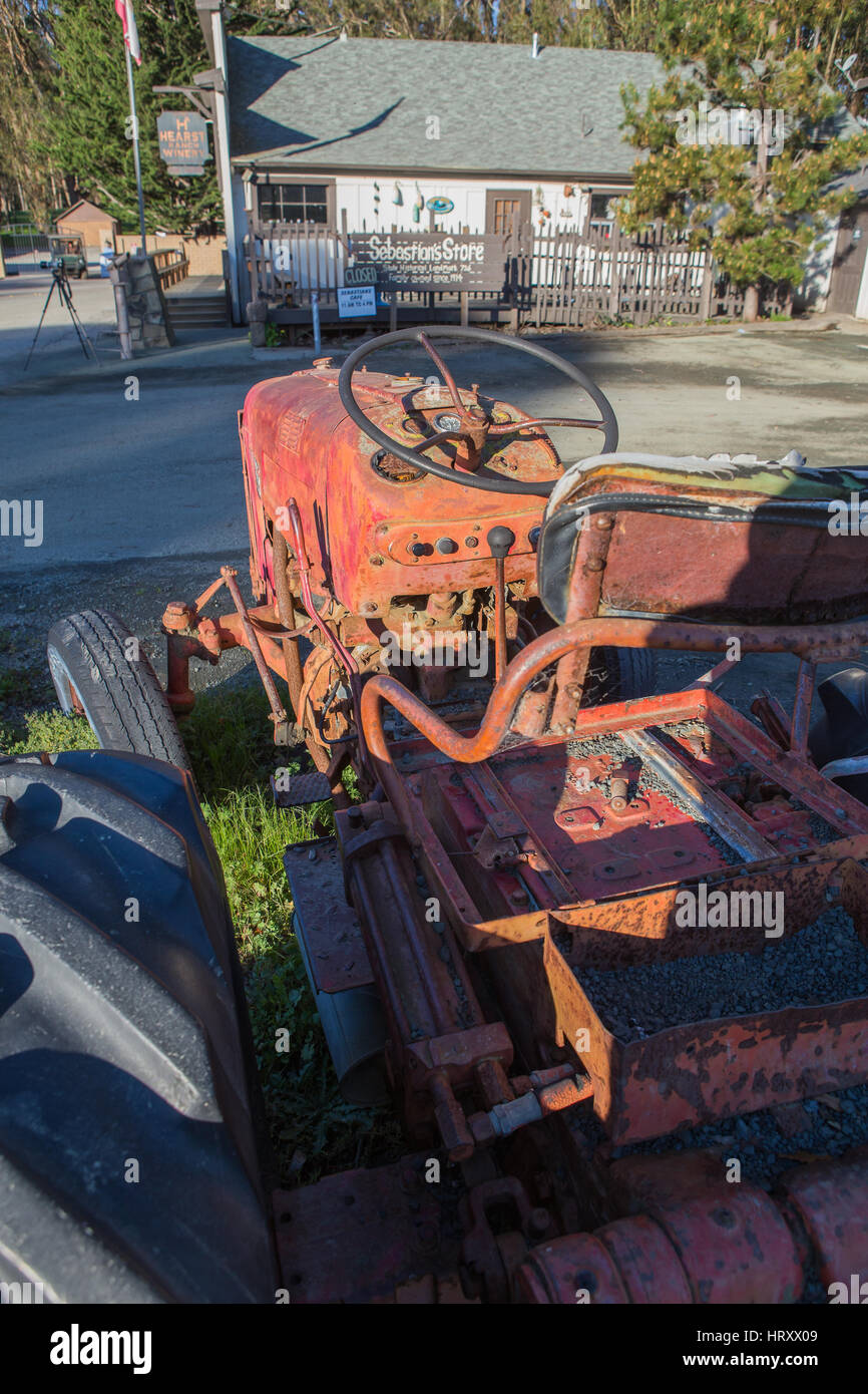 Old red international 300 utility tractor at the Hearst Ranch Winery ...