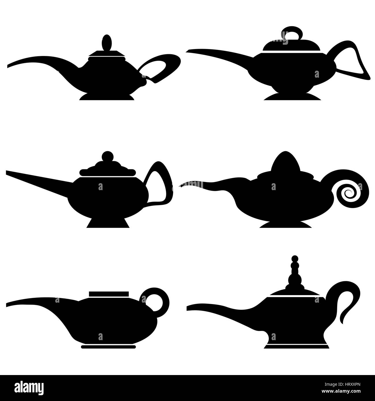 Set of Different Asian Lamp Silhouettes Stock Vector