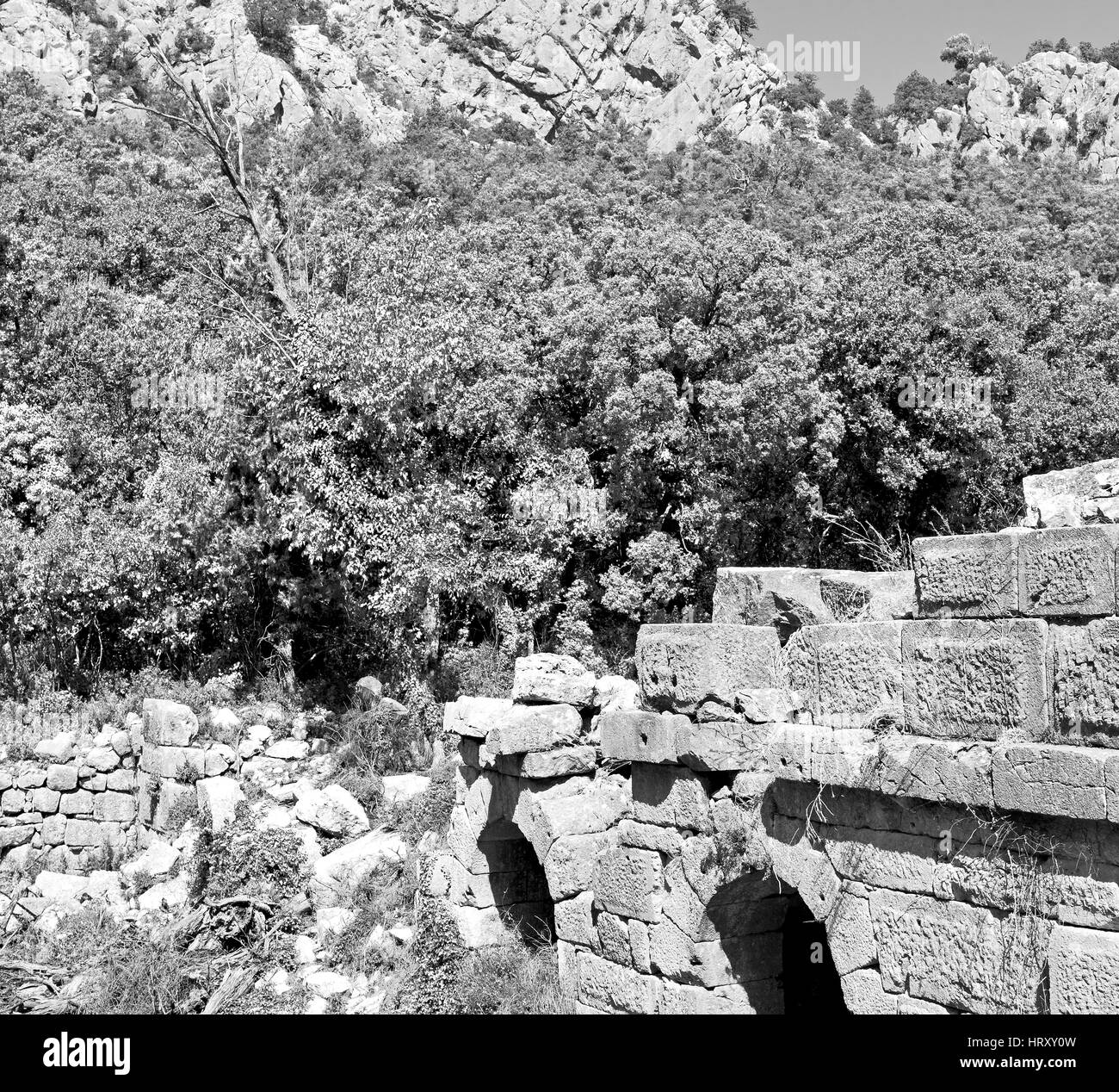 Stone remains ancient lycian Black and White Stock Photos & Images - Alamy