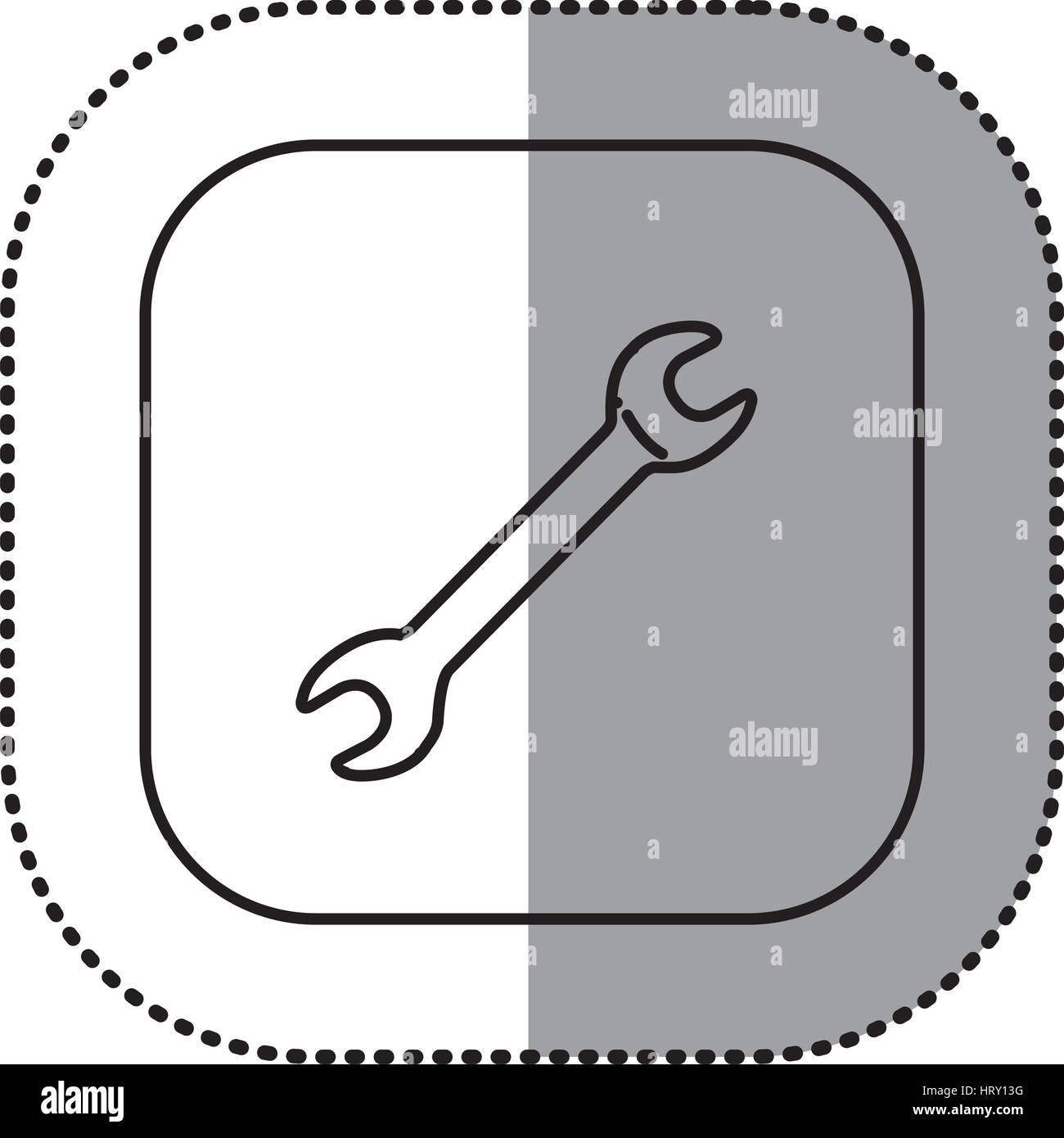 monochrome contour with square sticker of wrench tool icon Stock Vector ...