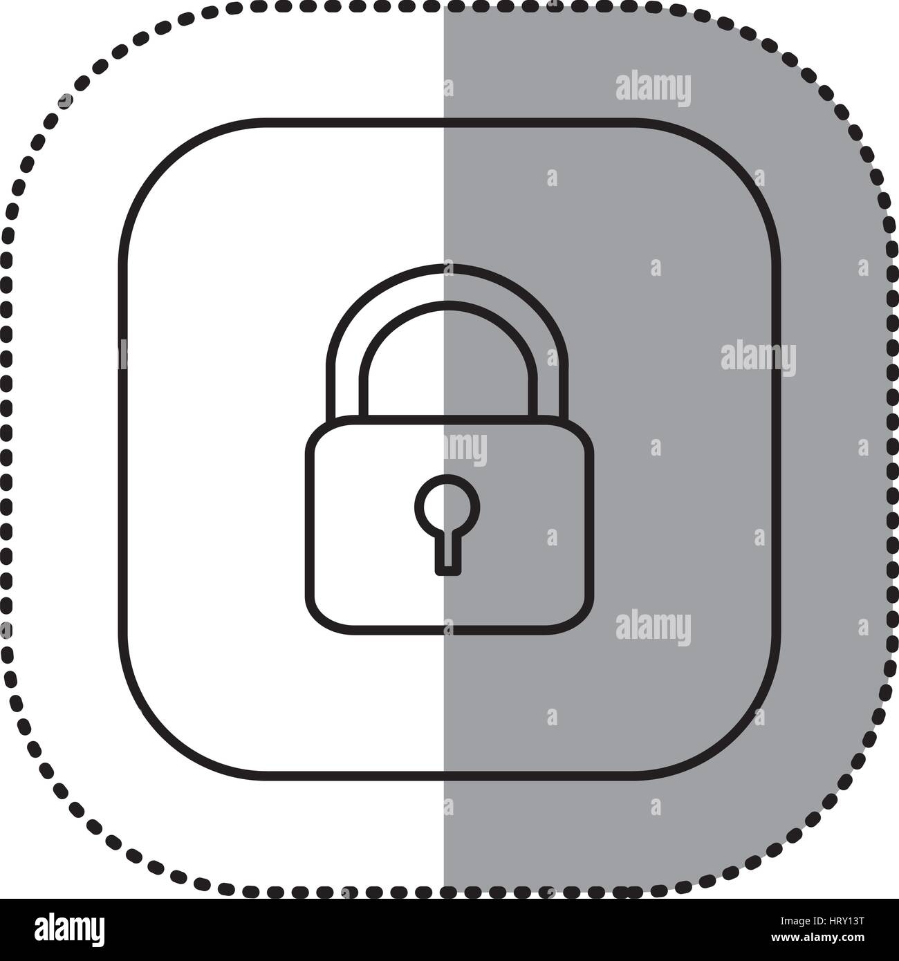 monochrome contour with square sticker of padlock icon Stock Vector ...