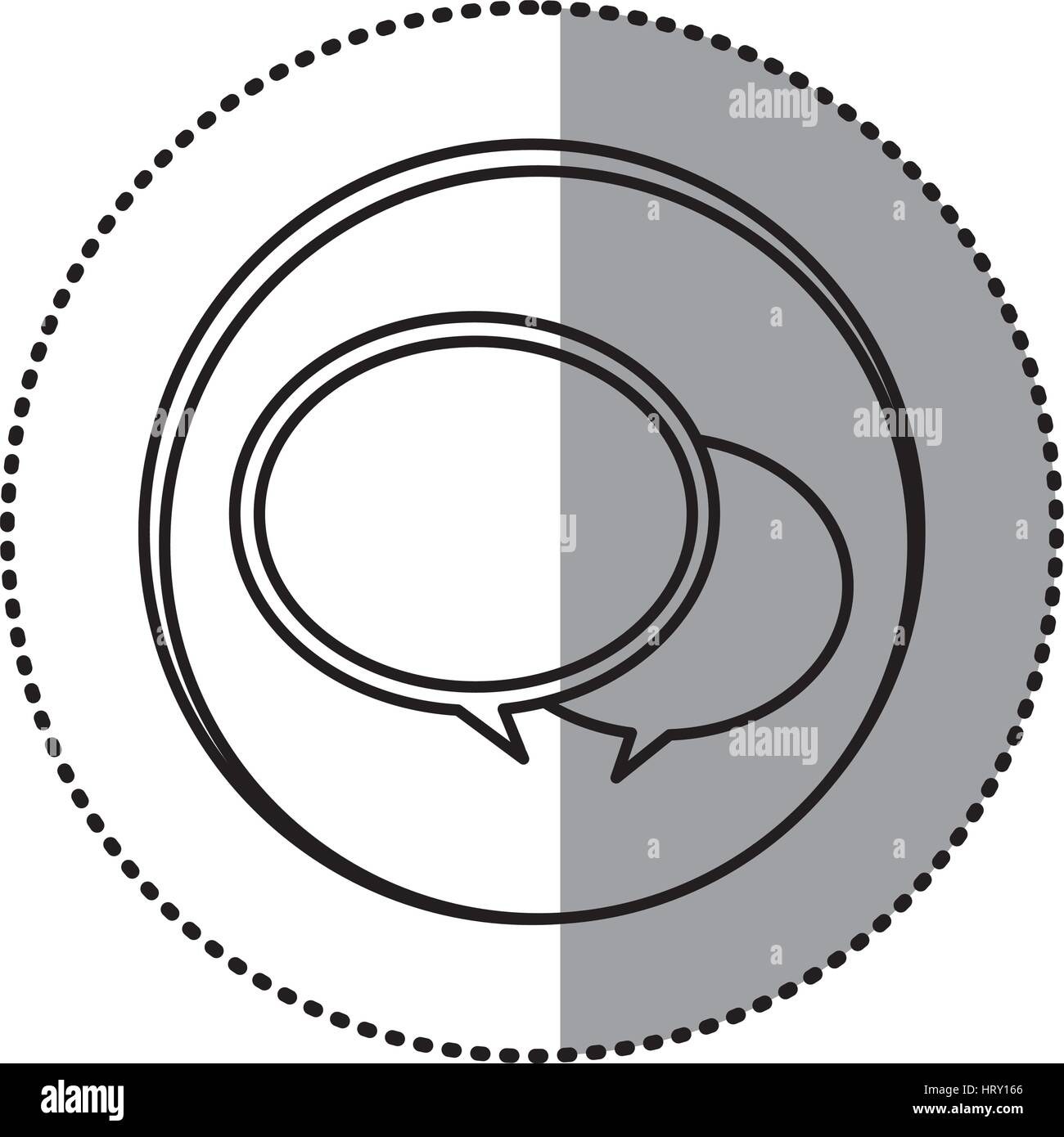 monochrome contour with circle sticker of speech bubbles Stock Vector ...