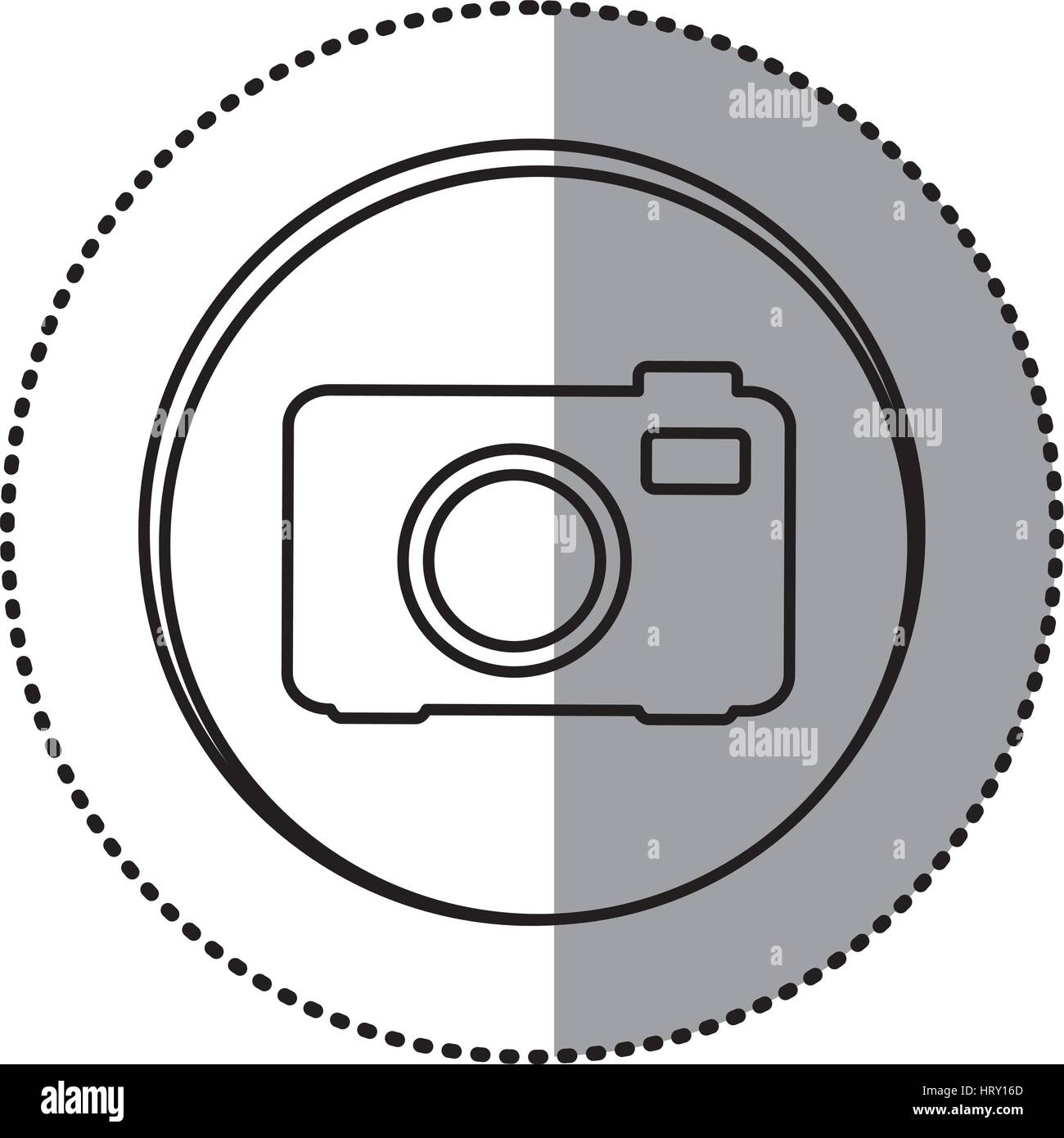 monochrome contour with circle sticker of analog camera icon Stock ...