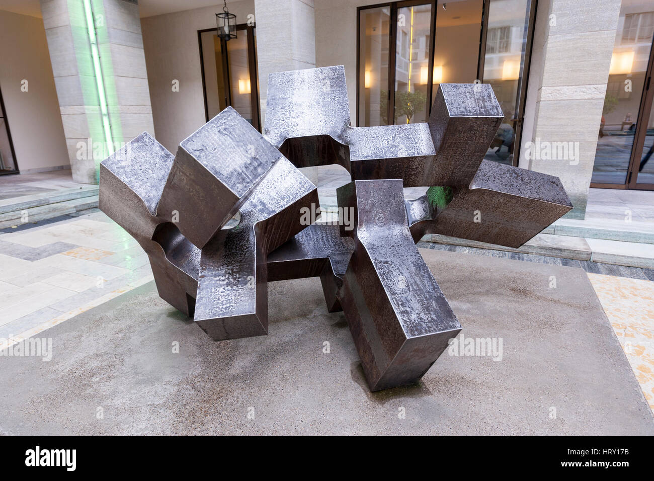 Alrededor del vacío IV sculpture by Eduardo Chillida,  Kunstmuseum, Basel, Switzerland Stock Photo