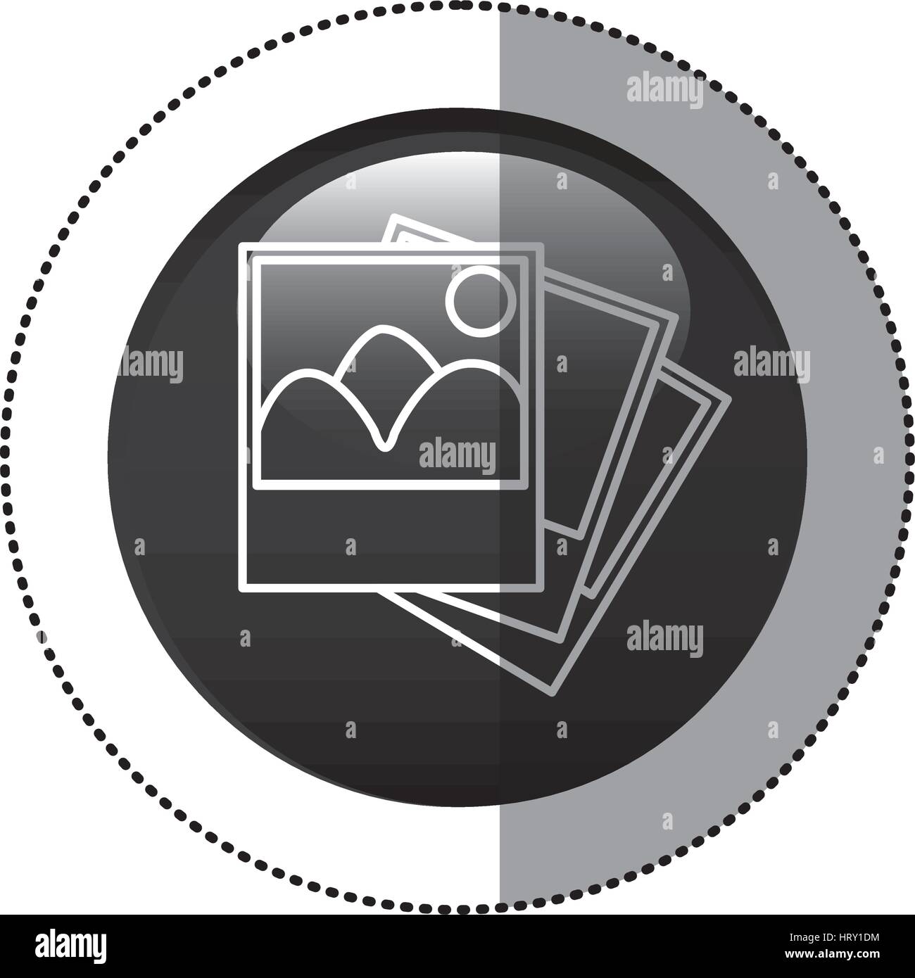 sticker black circular frame with pictures icon Stock Vector Image ...