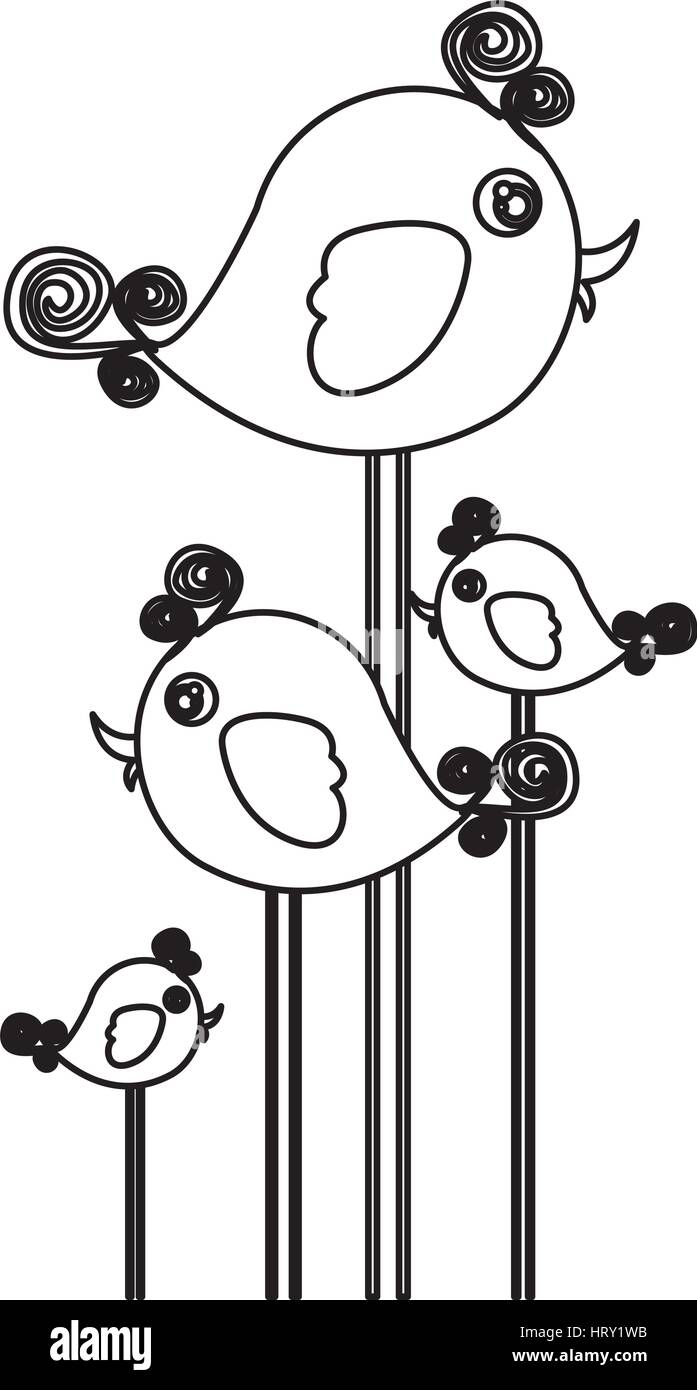 silhouette cute cartoon birds set with swirl feathers Stock Vector Image &  Art - Alamy