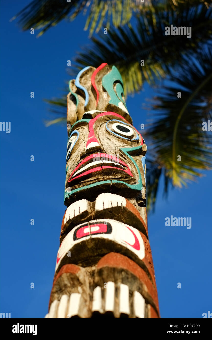 Totem pillar on the tropical island Stock Photo