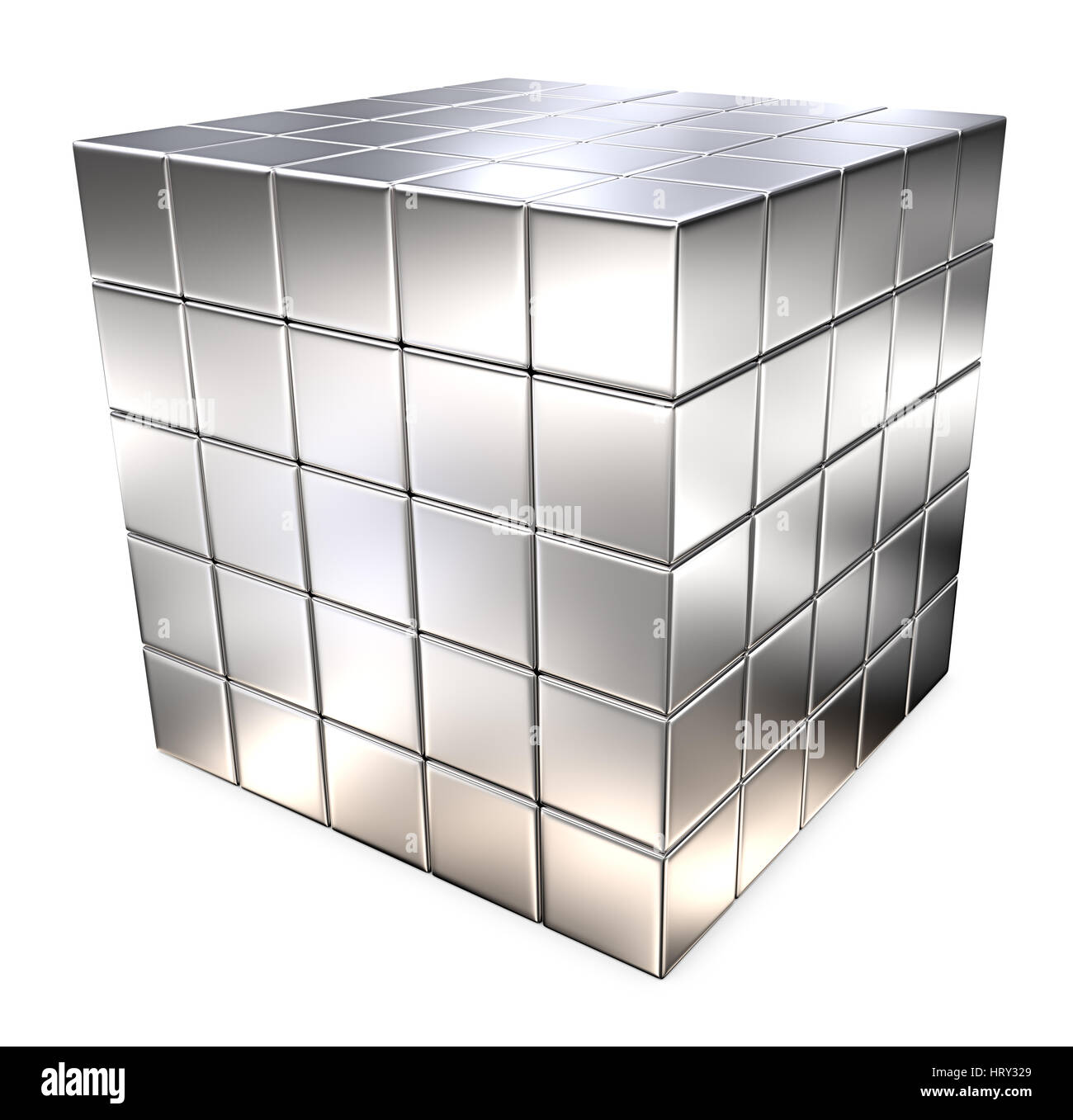 Metal Cube on white background. 3D render Stock Photo Alamy