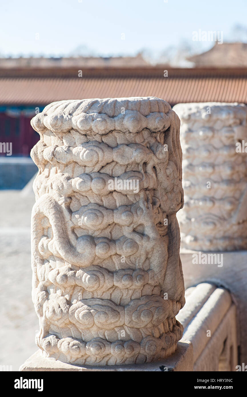 Mable columns carved with dragon, Forbidden City Stock Photo