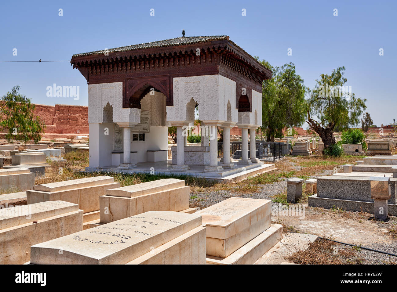 Ha Chayim Ha Yehudim on Cimetière de Bab Ghmat, graves on Jewish Cemetery, Marrakesh, Morocco, Africa Stock Photo