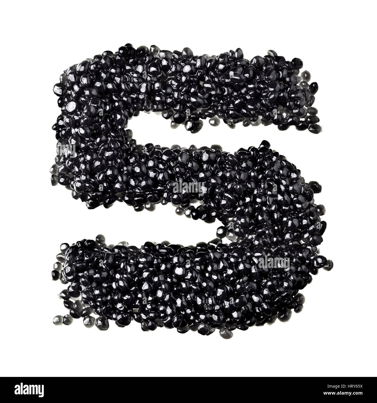 Five - Numbers made from black caviar Stock Photo