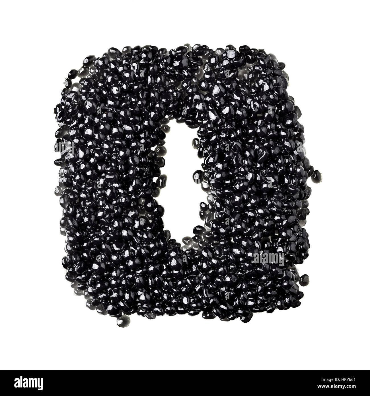 Zero - Numbers made from black caviar Stock Photo