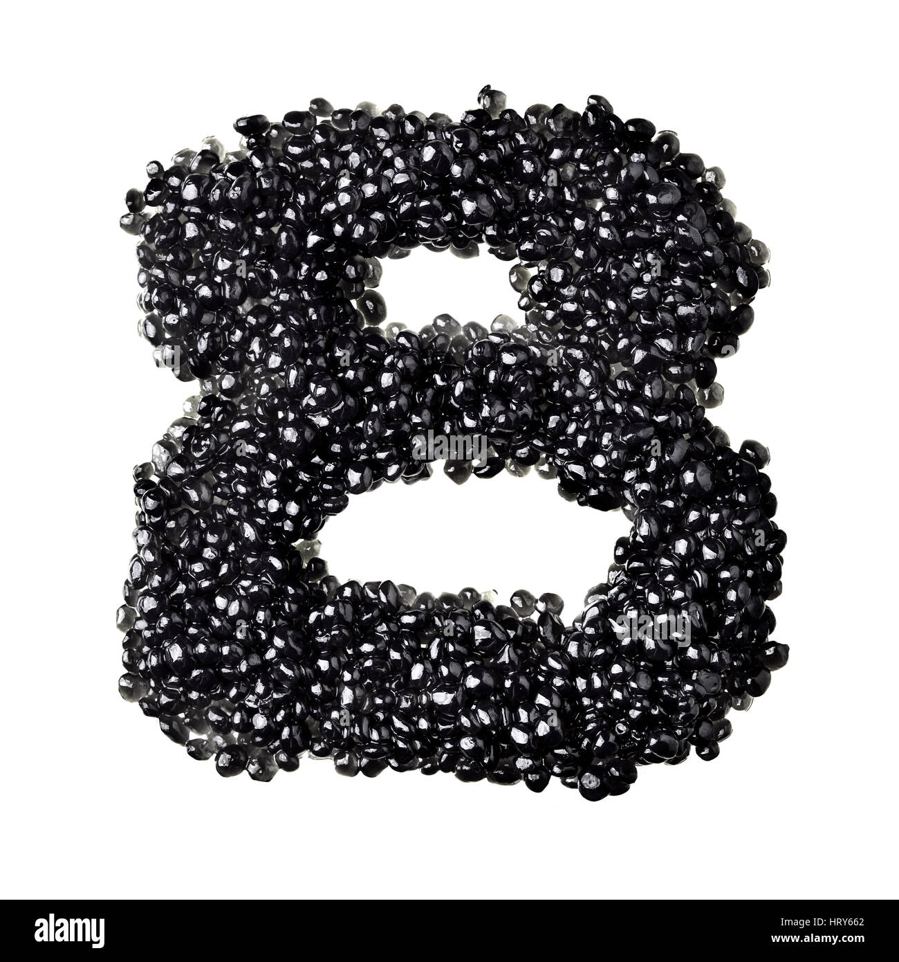 Eight - Numbers made from black caviar Stock Photo