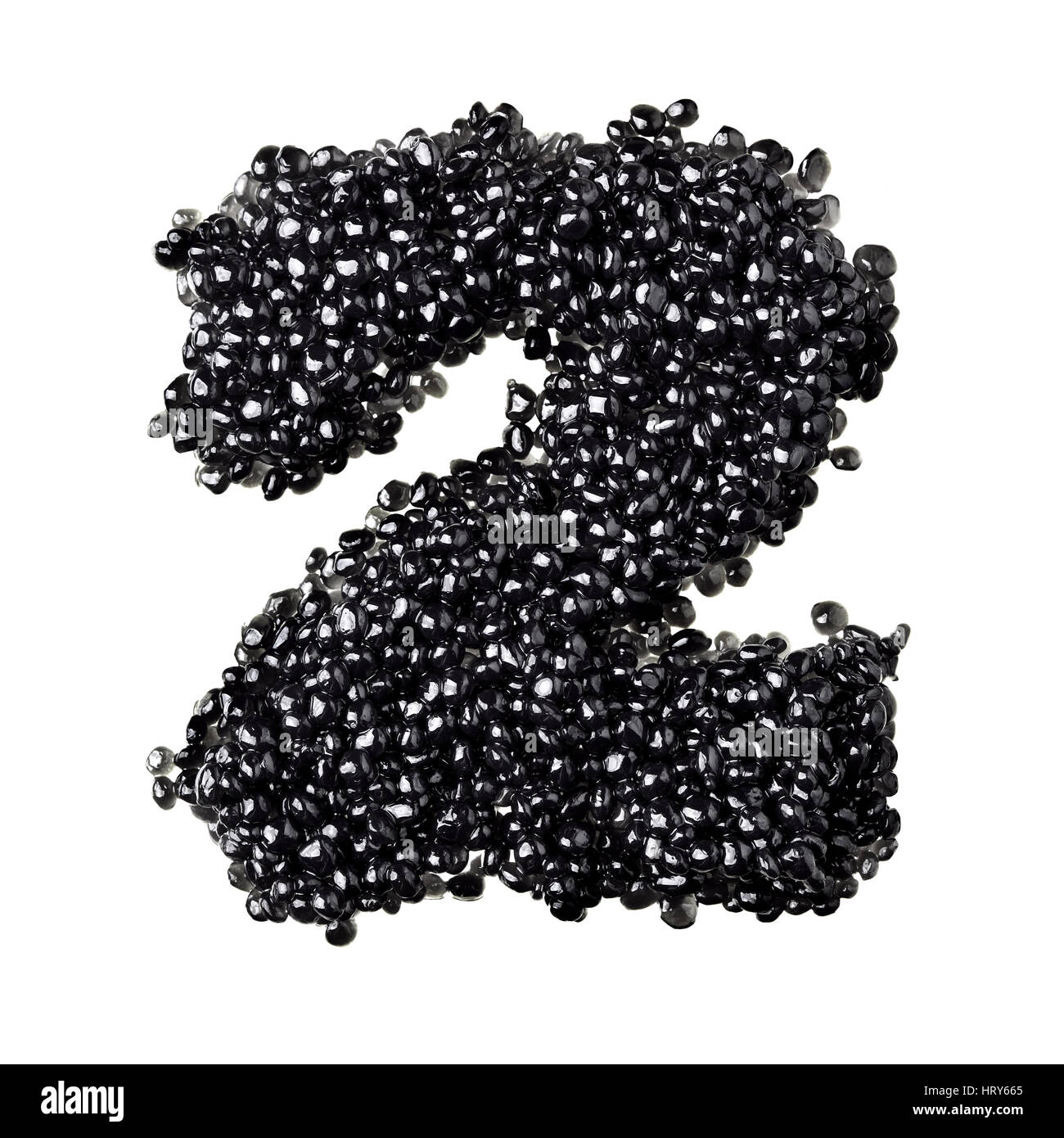 Two - Numbers made from black caviar Stock Photo