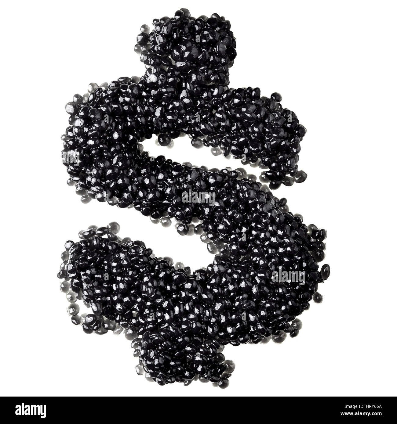 Dollar sign - Alphabet made from black caviar Stock Photo