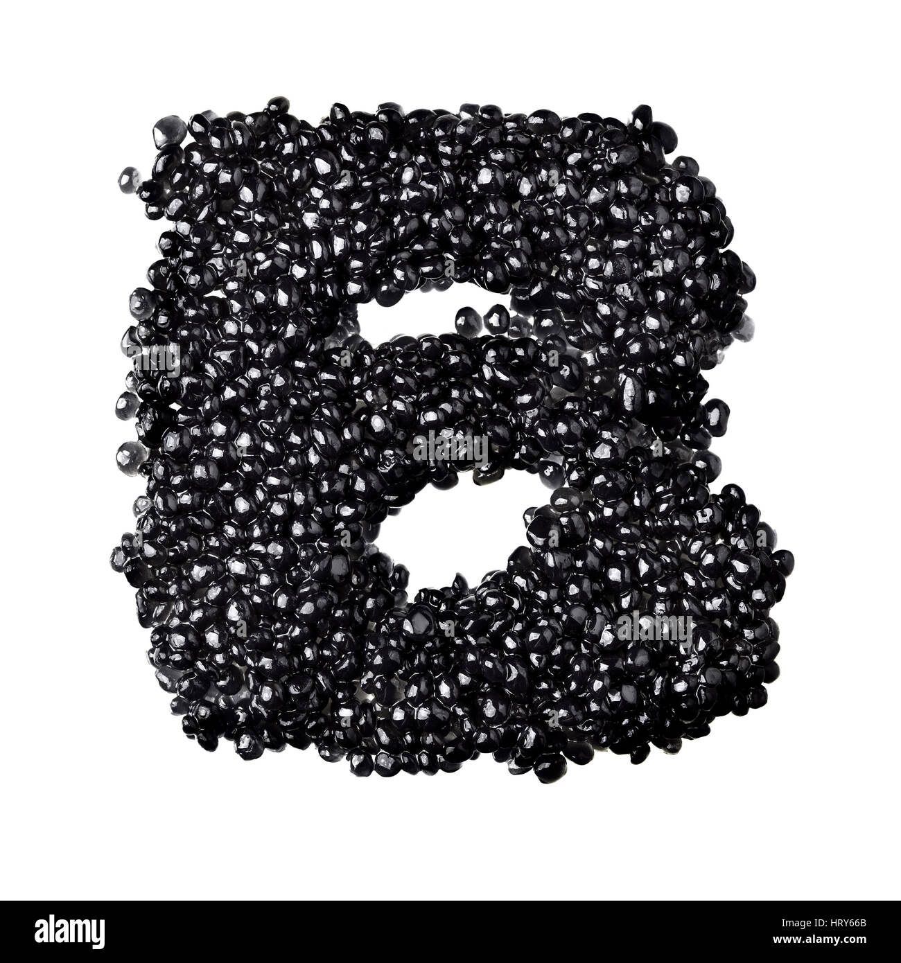 B - Alphabet made from black caviar Stock Photo
