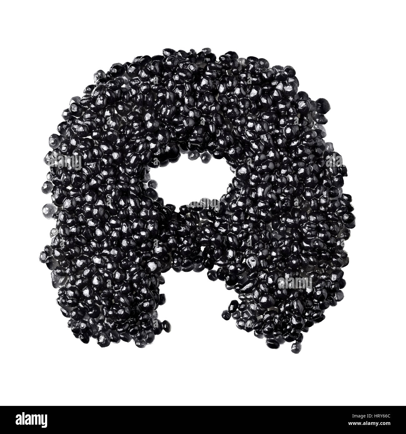 A - Alphabet made from black caviar Stock Photo