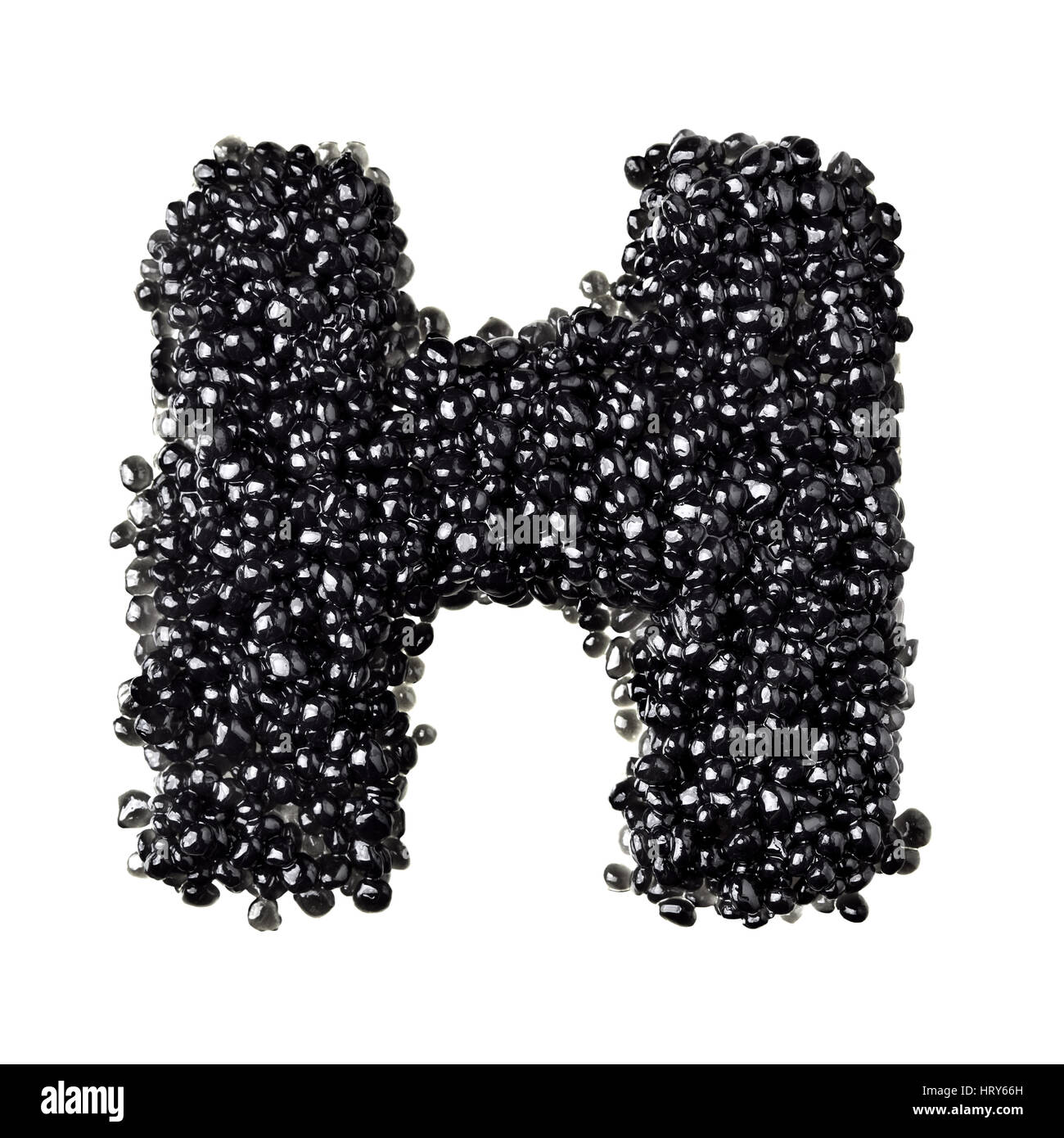 H - Alphabet made from black caviar Stock Photo
