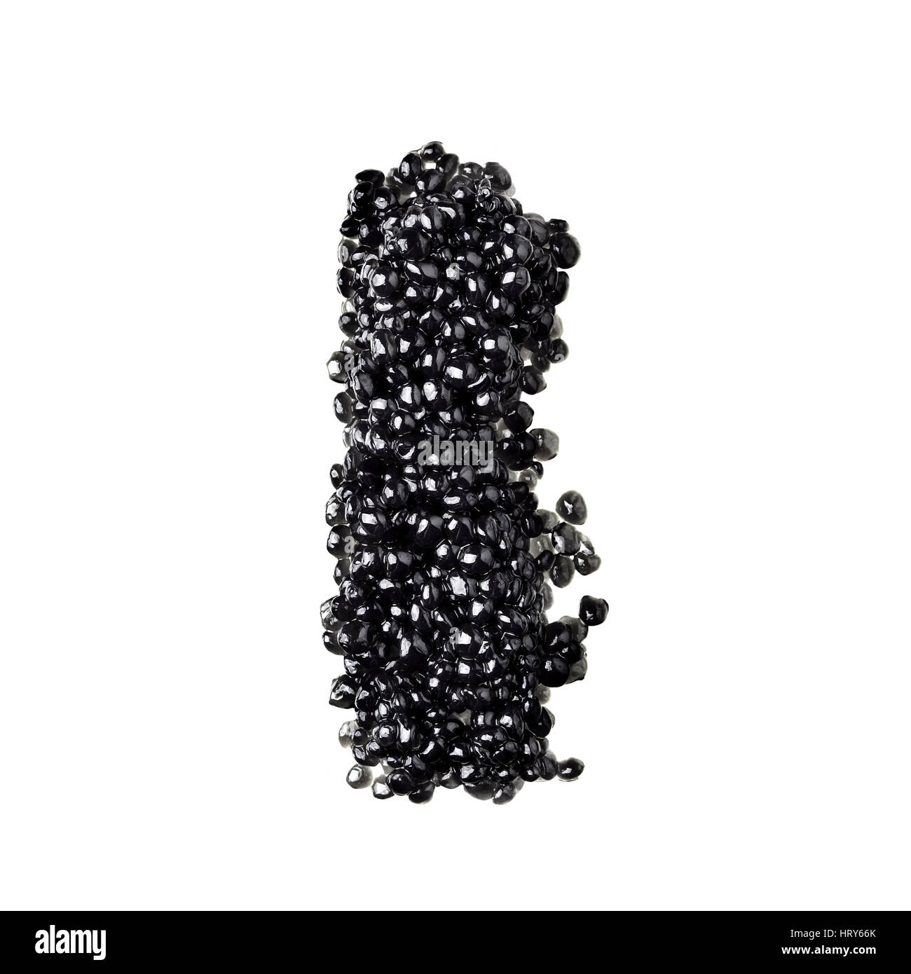 I - Alphabet made from black caviar Stock Photo