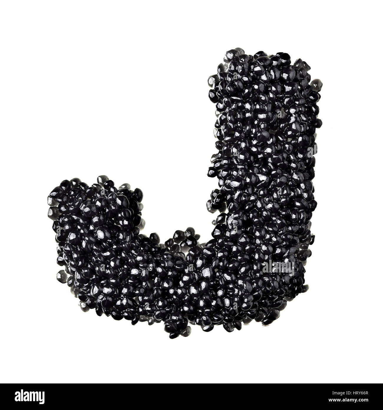 J - Alphabet made from black caviar Stock Photo