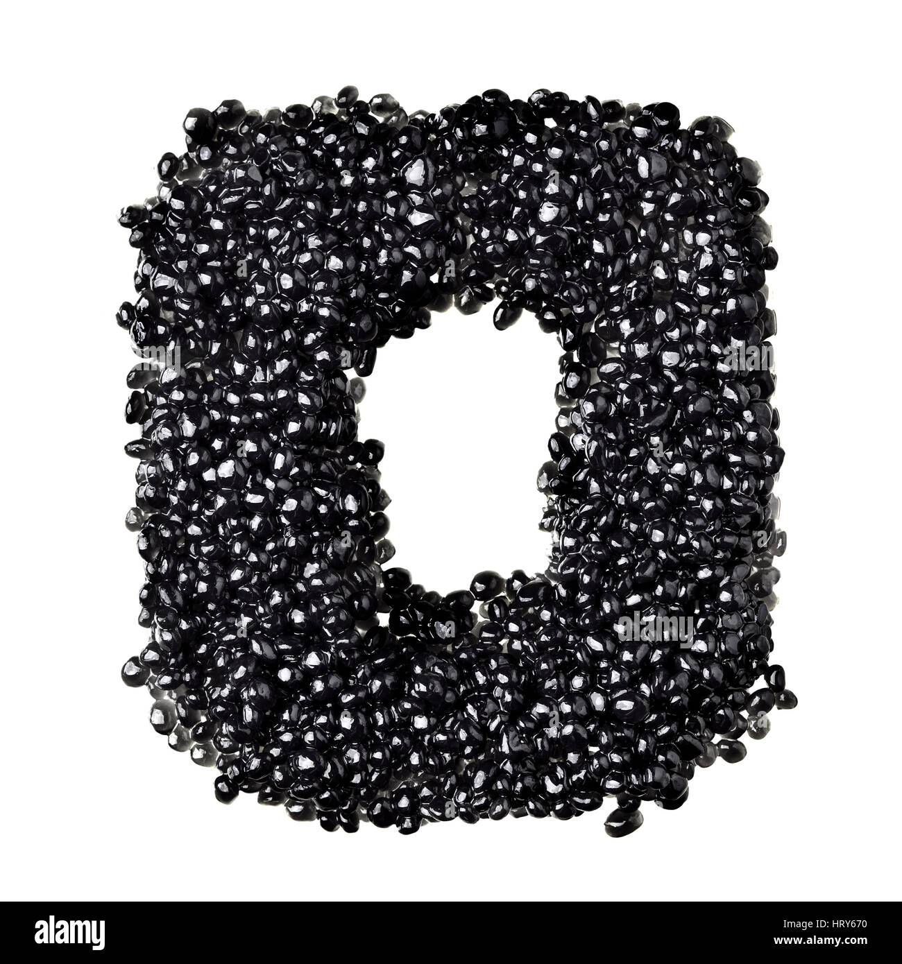 O - Alphabet made from black caviar Stock Photo