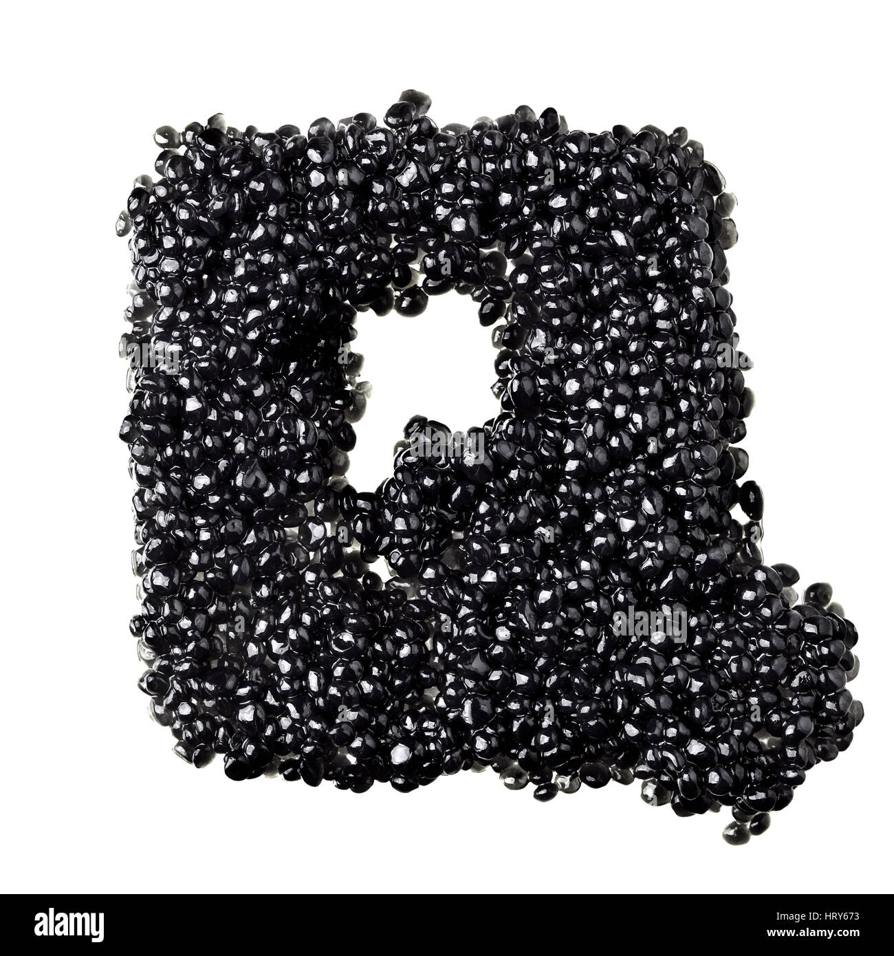 Q - Alphabet made from black caviar Stock Photo