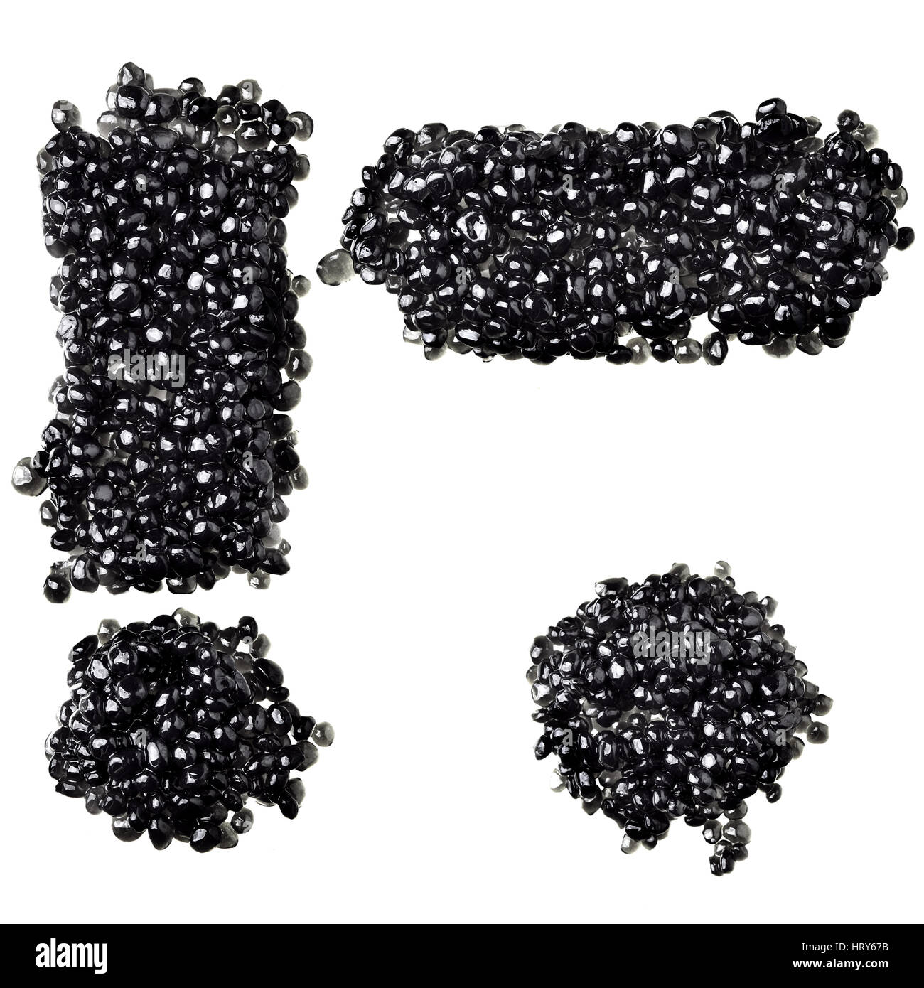Marks - Alphabet made from black caviar Stock Photo
