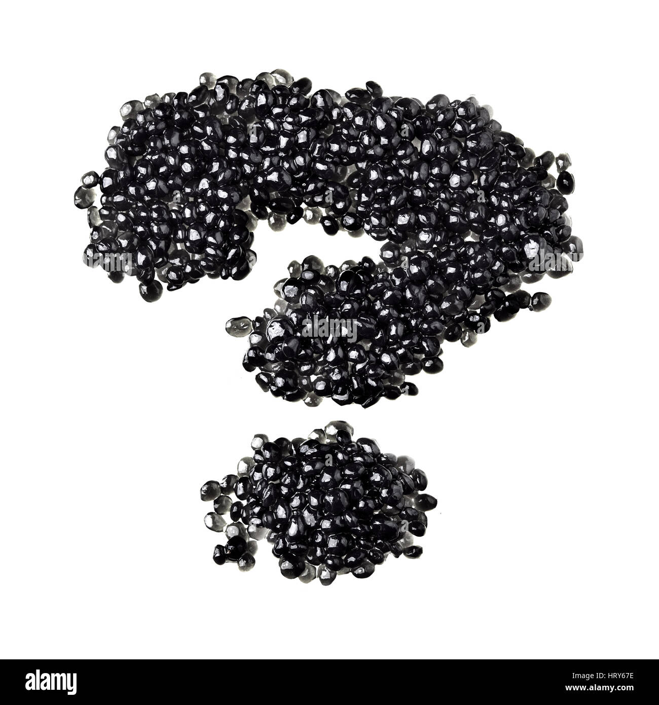 Question-mark - Alphabet made from black caviar Stock Photo