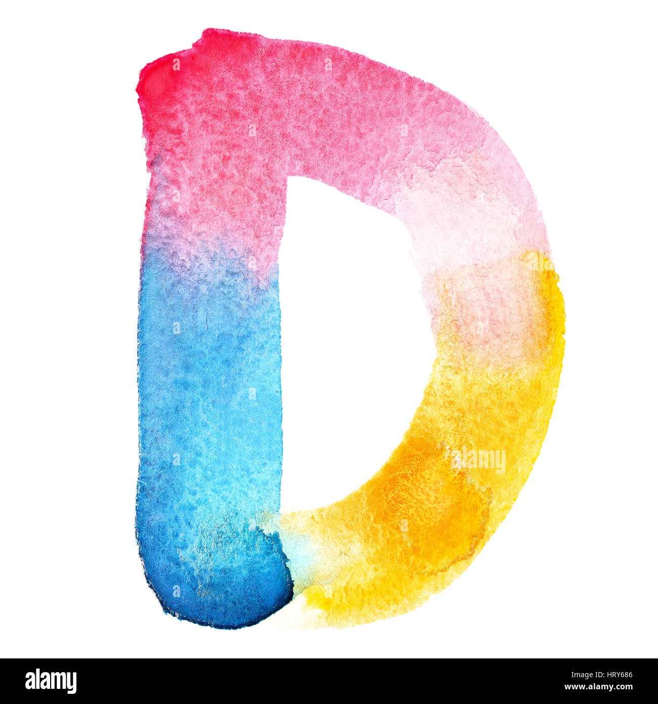 Letter D - colorful watercolor alphabet Stock Photo