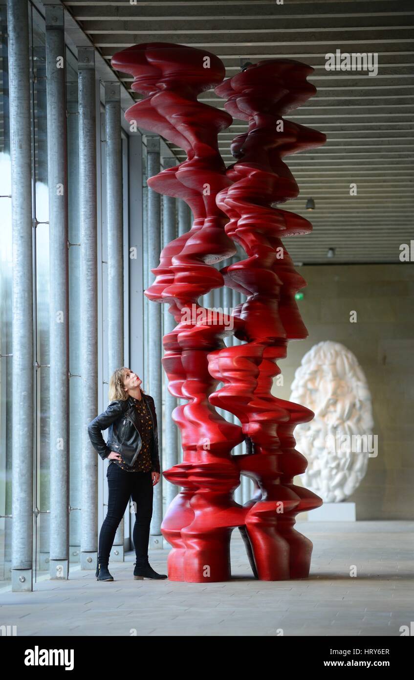 Yorkshire Sculpture Park's Nina Rogers is shown viewing work by sculptor  Tony Cragg. The exhibition 'A Rare Category of Objects' officially opens at  t Stock Photo - Alamy