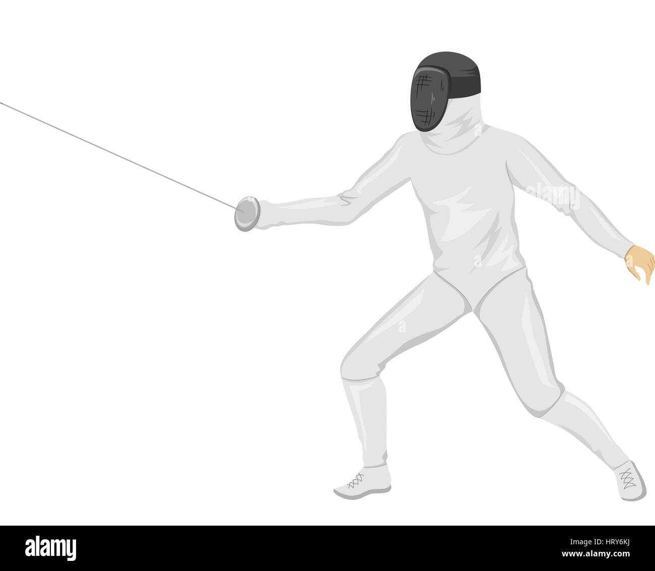 Illustration of a Fencer Holding a Fencing Stick Stock Photo Alamy