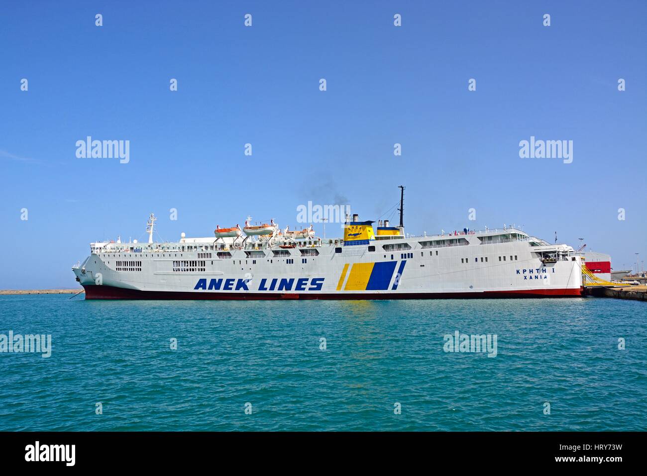 Anek Lines Kriti I car and passenger ferry moored in the port ...