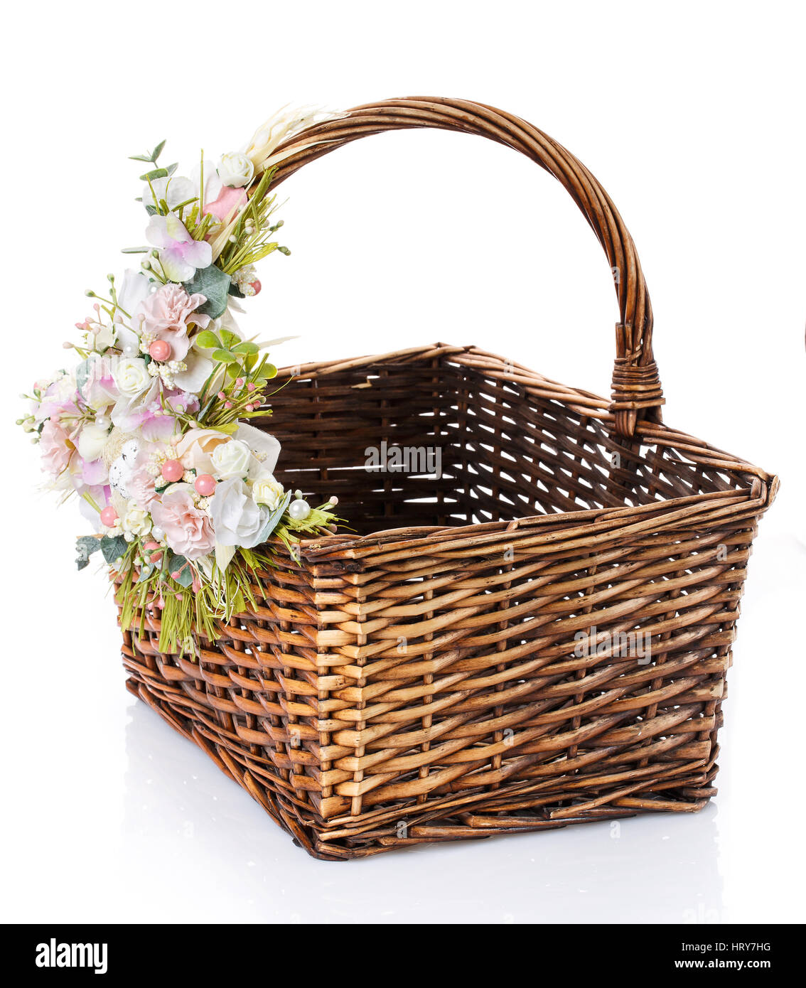 empty wicker basket on a white background Stock Photo - Alamy