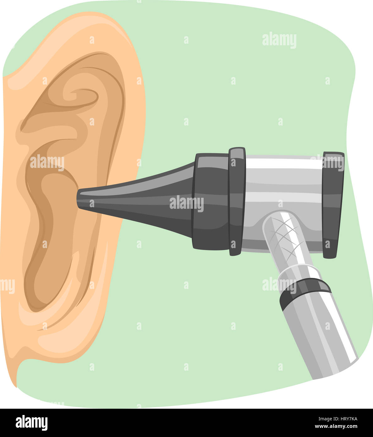 An otoscope or auriscope is a medical device which is used to look into the  ears. Realistic vector illustration of medical otoscope Stock Illustration