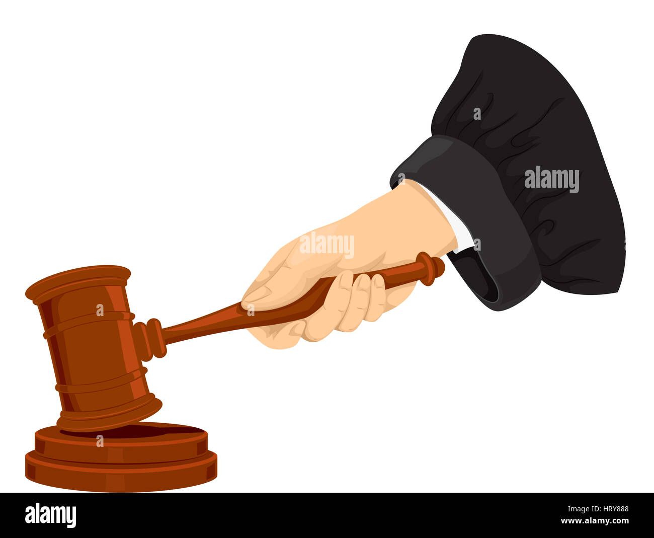 Cropped Illustration Of A Judge Pounding His Gavel Stock Photo Alamy