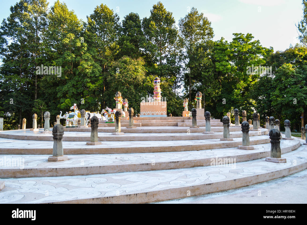 Chiang Rai, Thailand - October 1, 2016: Wat Phra That Doi Chom Thong. Sadu Mueang, the Navel or Omphalos of the city Stock Photo