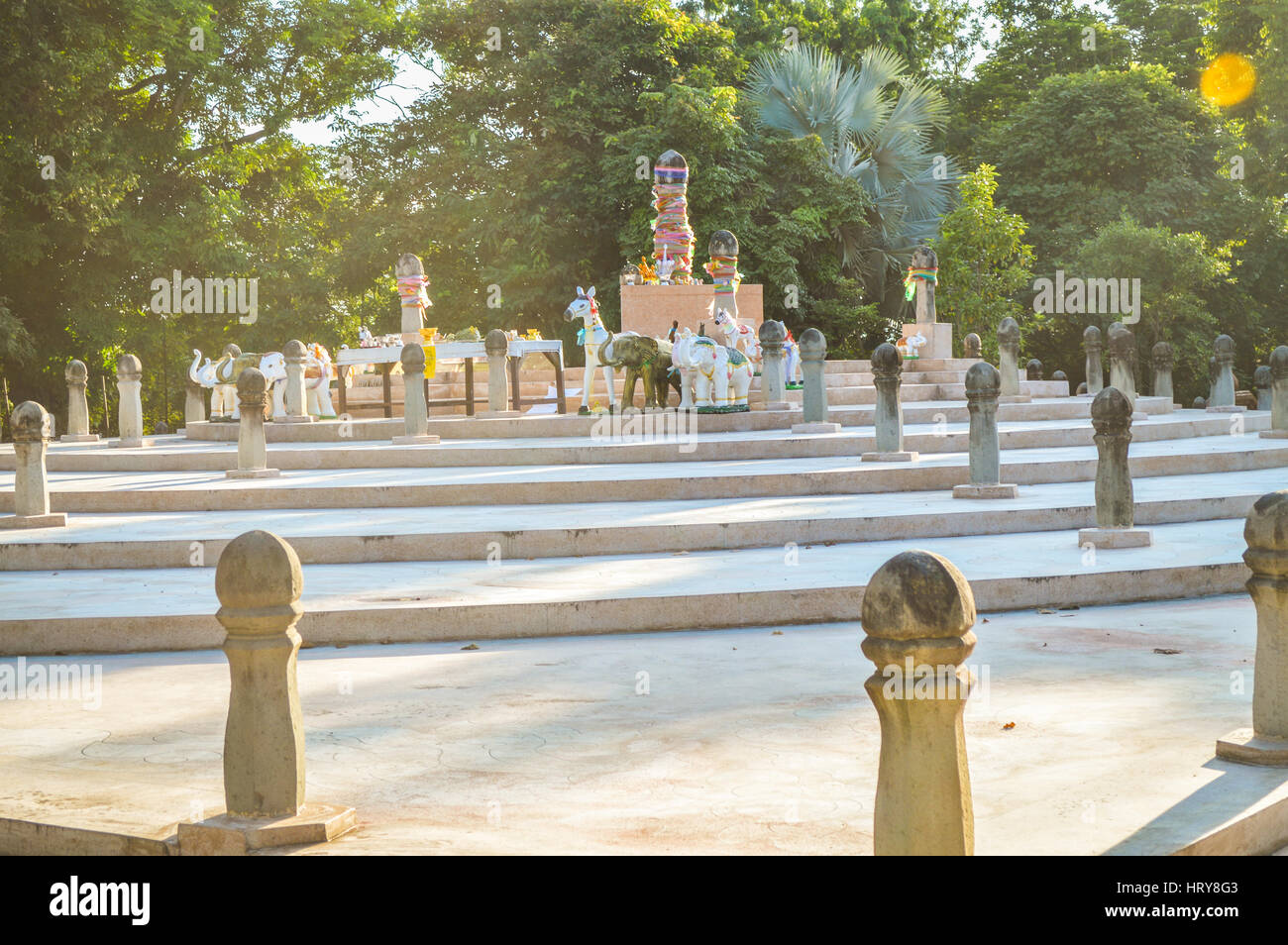 Chiang Rai, Thailand - October 1, 2016: Wat Phra That Doi Chom Thong. Sadu Mueang, the Navel or Omphalos of the city Stock Photo